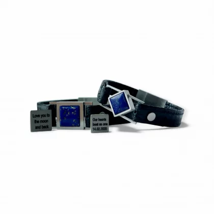 Couple bracelets with natural Lapis Lazuli – Path & Core set by Jewel Cocktail