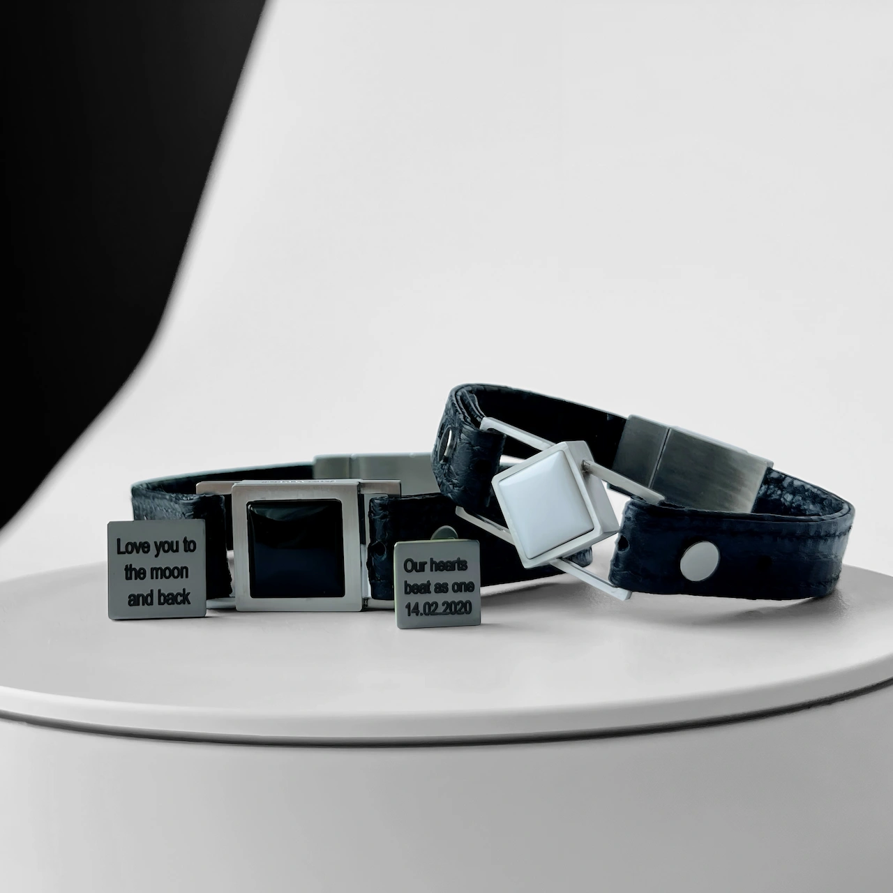 Yin and Yang couple bracelets with personalized engraving – Path & Core by Jewel Cocktail